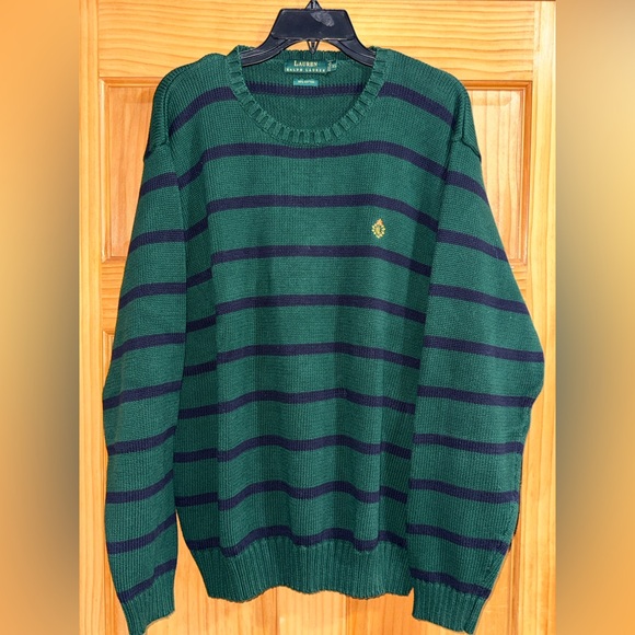 Ralph Lauren Other - LAUREN Ralph Lauren Striped Green and Navy Crewneck Sweater - XL - EUC